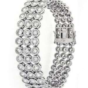 New 925 Silver 3Row 8.5" Round CZ Tennis Bracelet